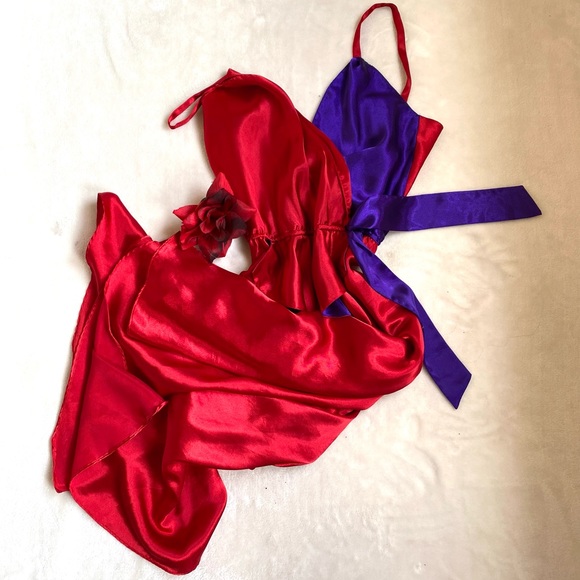 Vintage 80s Gold Label Victoria’s Secret red & purple Dress - Picture 2 of 16